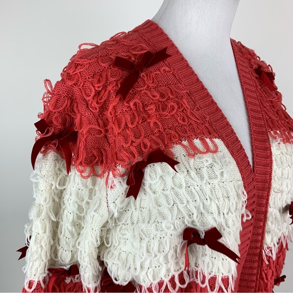 Mighty Fine Christmas Pink Bow Loop Cardigan Sweater Large - Picture 7 of 15